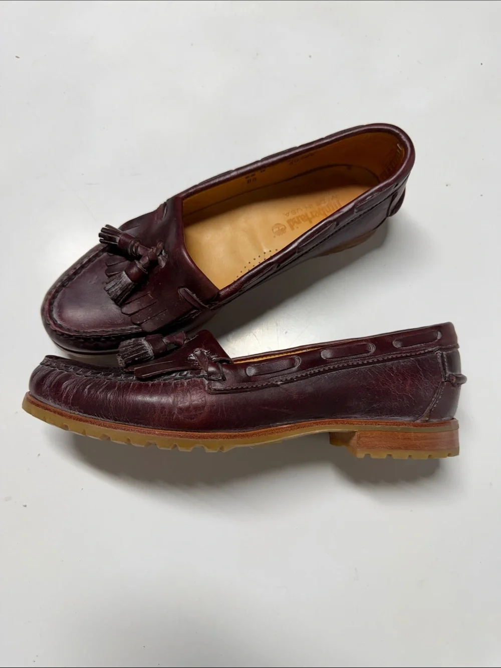 Timberland Burgundy Leather Tassel Kiltie Loafers size 7.5